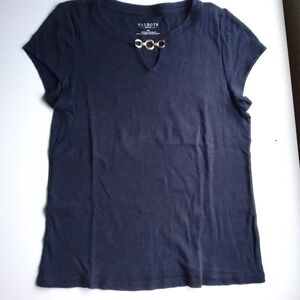 Talbots blue shirt with metal accents
